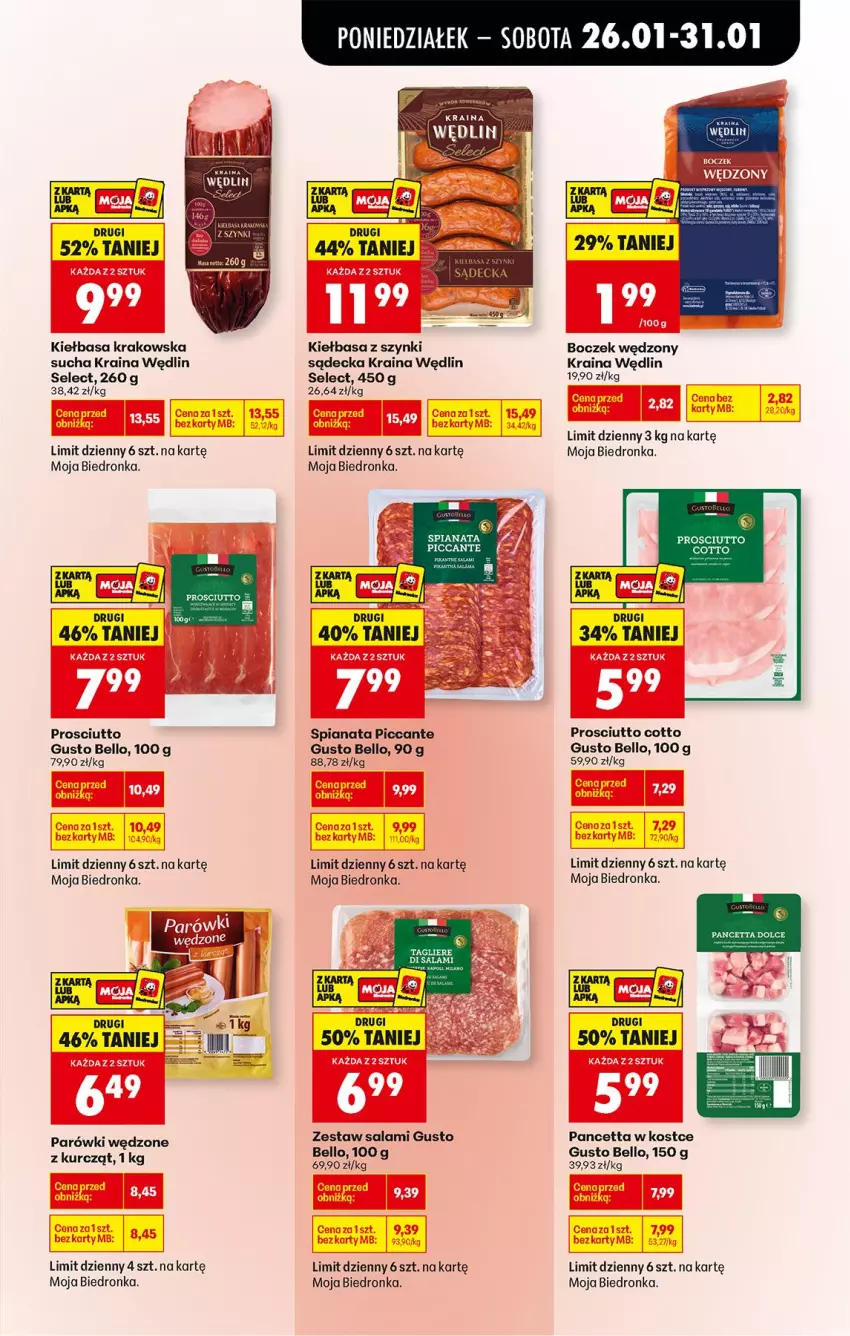 Gazetka promocyjna Biedronka - Gazetka - ważna 26.01 do 02.02.2026 - strona 37 - produkty: Bell, Boczek, Kiełbasa, Kiełbasa krakowska, Parówki, Prosciutto, Salami