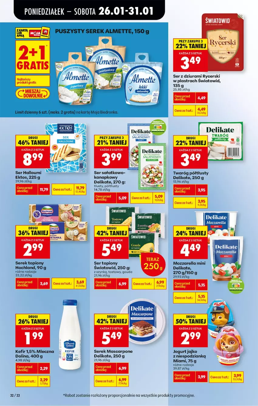 Gazetka promocyjna Biedronka - Gazetka - ważna 26.01 do 02.02.2026 - strona 38 - produkty: Cars, Gouda, Hochland, Jogurt, Kefir, Mascarpone, Mozzarella, Por, Sałat, Ser, Ser topiony, Ser z dziurami, Serek, Top, Twaróg, Twaróg półtłusty