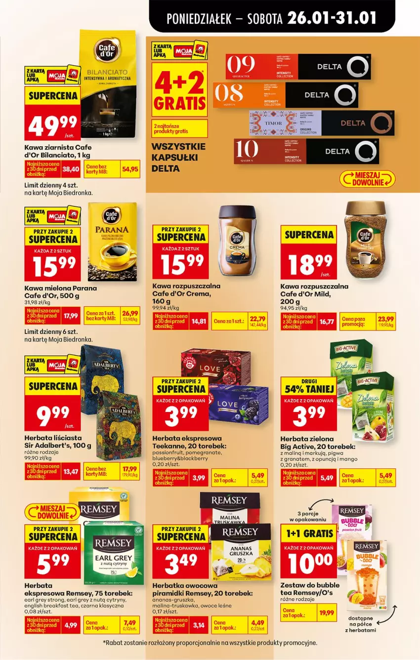 Gazetka promocyjna Biedronka - Gazetka - ważna 26.01 do 02.02.2026 - strona 49 - produkty: Ananas, Cytryny, Earl Grey, Fa, Gin, Gra, Granat, Herbata, Kawa, Kawa mielona, Kawa rozpuszczalna, Kawa ziarnista, Lack, Mango, Owoce, Por, Teekanne