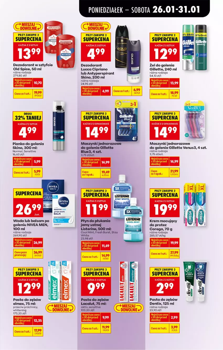 Gazetka promocyjna Biedronka - Gazetka - ważna 26.01 do 02.02.2026 - strona 57 - produkty: Antyperspirant, Corega, Dezodorant, Elmex, Fa, Gillette, Gillette Venus, Lacalut, LG, Listerine, Nivea, Old Spice, Pasta do zębów, Pianka do golenia, Płyn do płukania, Ser, Venus, Woda