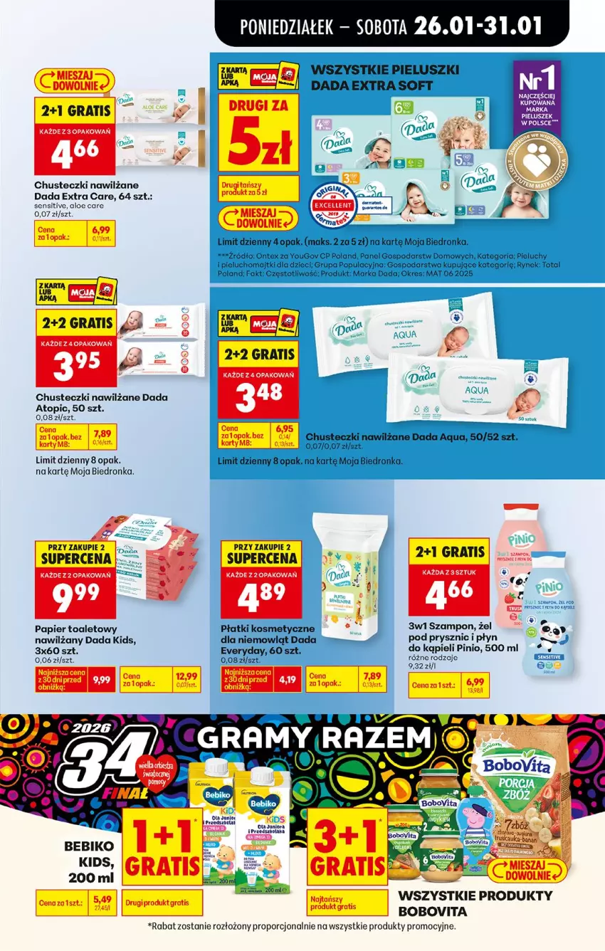 Gazetka promocyjna Biedronka - Gazetka - ważna 26.01 do 02.02.2026 - strona 59 - produkty: Bebiko, BoboVita, Chusteczki, Chusteczki nawilzane, Dada, Dzieci, Fa, Gra, Majtki, Papier, Papier toaletowy, Pieluchomajtki, Pieluchy, Płatki kosmetyczne, Por, Ser, Szampon, Top