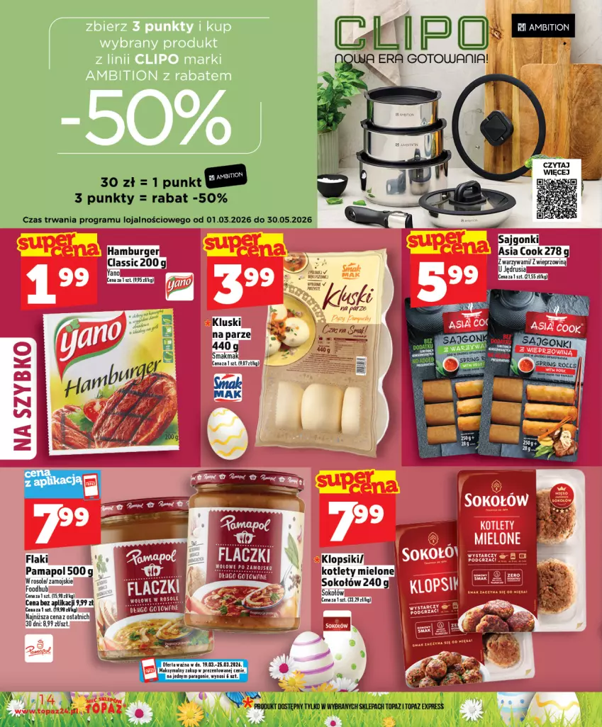 Gazetka promocyjna Topaz - Gazetka - ważna 19.03 do 25.03.2026 - strona 14 - produkty: Ambition, Flaczki wołowe, Sok, Sokołów