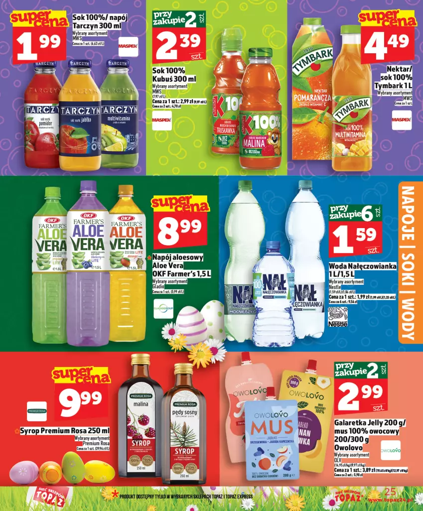 Gazetka promocyjna Topaz - Gazetka - ważna 19.03 do 25.03.2026 - strona 25 - produkty: Fa, Gala, Galaretka, Kubuś, Mus, Napój, Sok, Sos, Syrop