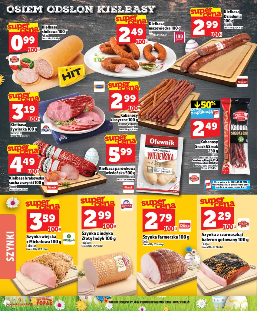 Gazetka promocyjna Topaz - Gazetka - ważna 19.03 do 25.03.2026 - strona 4 - produkty: Duda, Fa, Pekpol, Szynka, Szynka farmerska