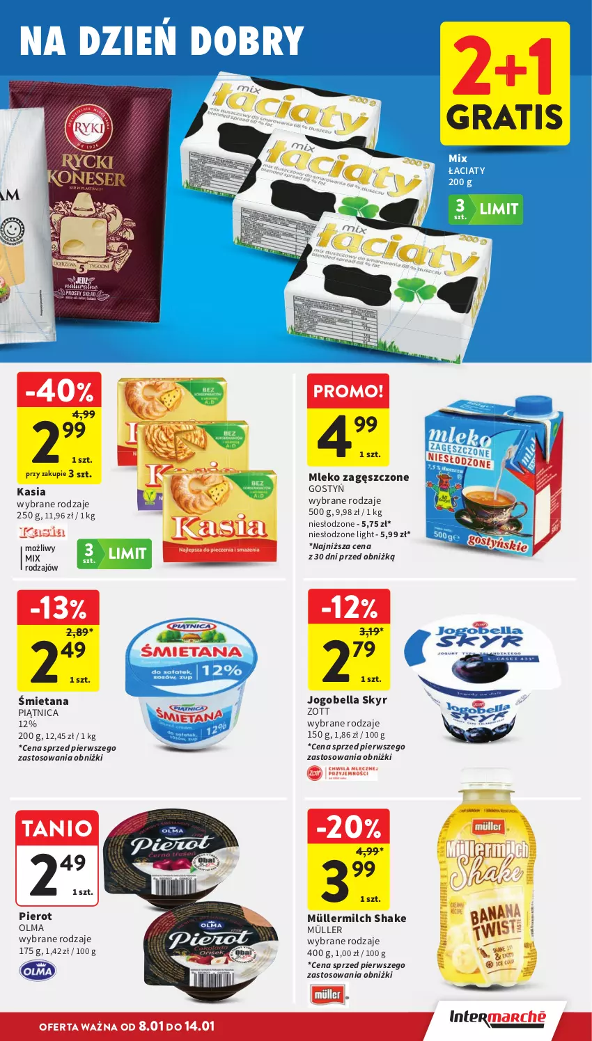 Gazetka promocyjna Intermarche - Gazetka promocyjna - ważna 08.01 do 14.01.2026 - strona 20 - produkty: Bell, Bella, Gra, Jogobella, Kasia, Mleko, Mleko zagęszczone, Müller, Müllermilch, Olma, Piątnica, Zott