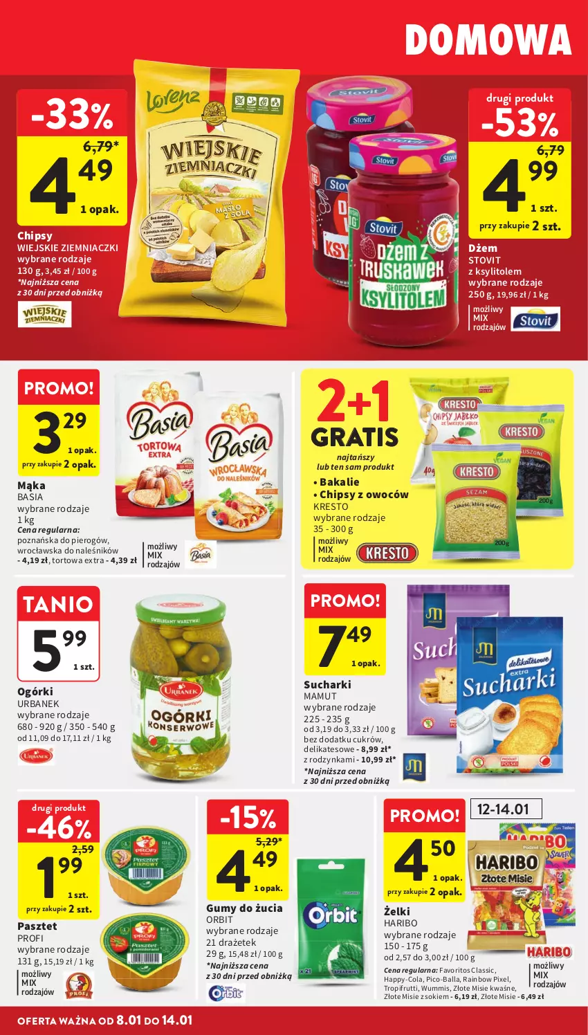 Gazetka promocyjna Intermarche - Gazetka promocyjna - ważna 08.01 do 14.01.2026 - strona 25 - produkty: Basia, Chipsy, Dżem, Fa, Gra, Haribo, Ksylitol, Mąka, Orbit, Pasztet, Pico-Balla, Sok