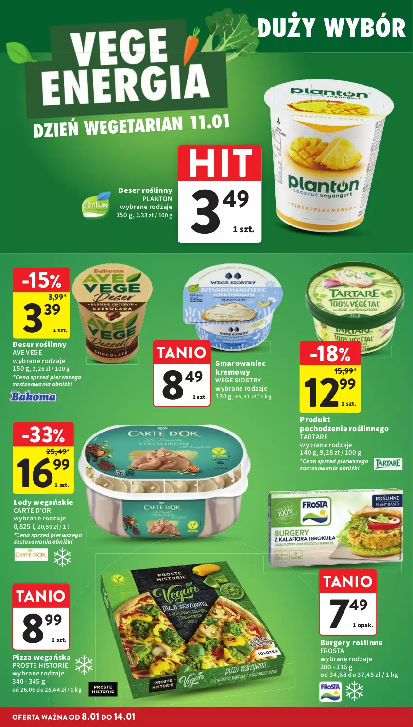 Gazetka promocyjna Intermarche - Gazetka promocyjna - ważna 08.01 do 14.01.2026 - strona 27 - produkty: Burger, Carte d'Or, Deser, Frosta, Lody, Pizza, Ser, Tarta, Tartare