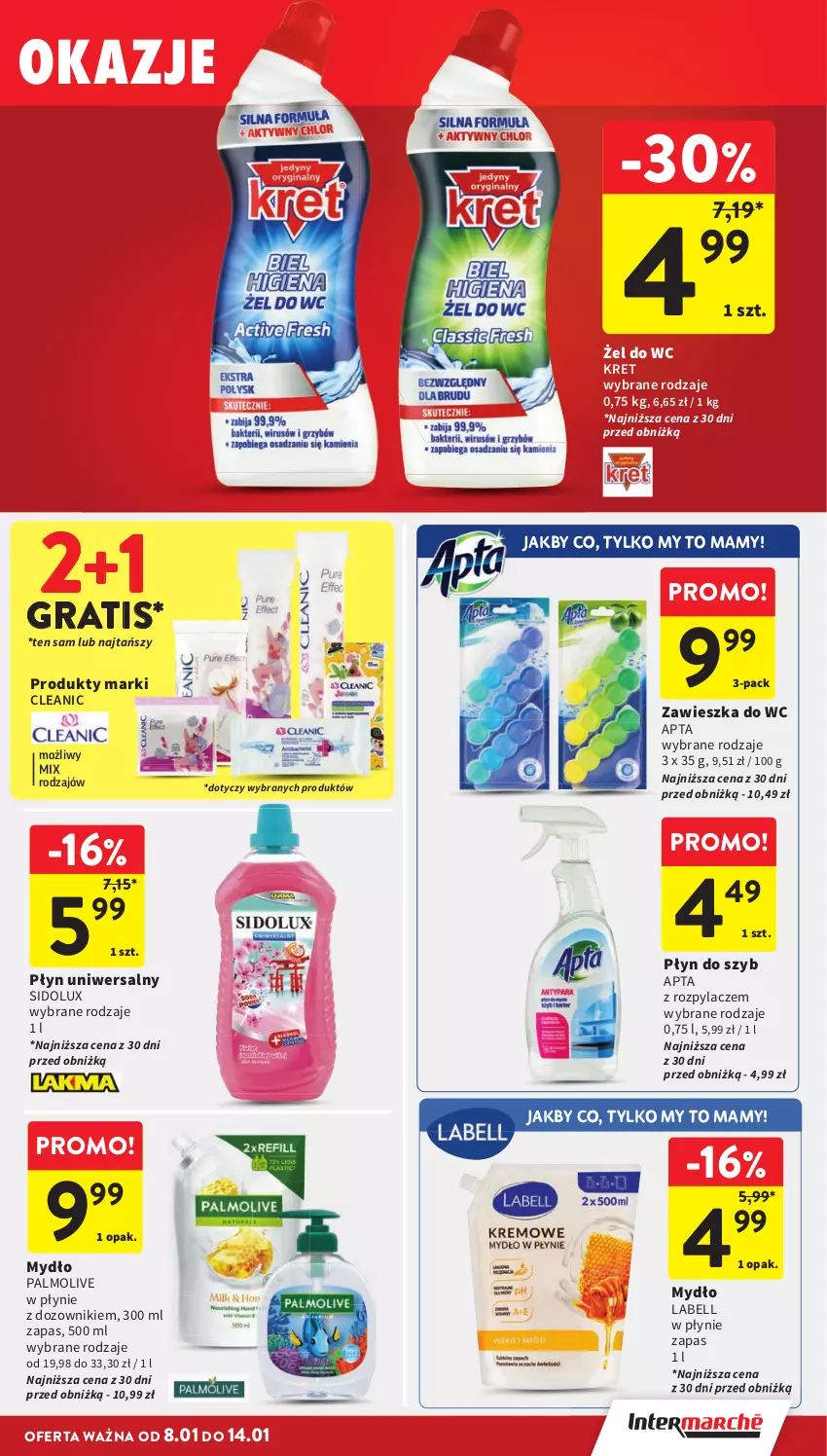 Gazetka promocyjna Intermarche - Gazetka promocyjna - ważna 08.01 do 14.01.2026 - strona 36 - produkty: Bell, Cleanic, Dozownik, Gra, Kret, Mydło, Palmolive, Płyn do szyb, Sidolux, Zawieszka do wc