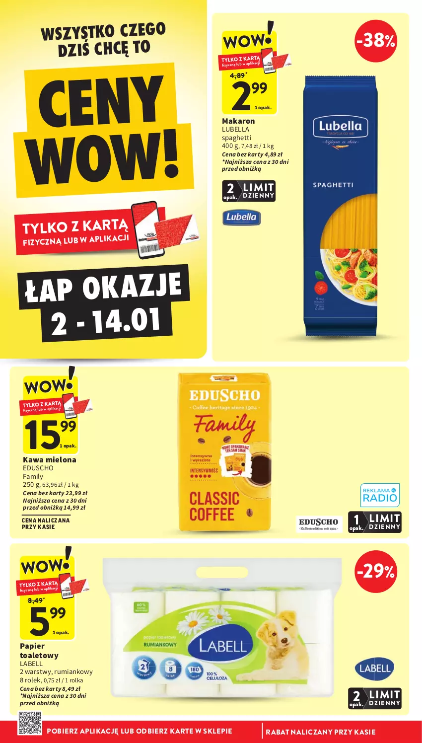 Gazetka promocyjna Intermarche - Gazetka promocyjna - ważna 08.01 do 14.01.2026 - strona 9 - produkty: Bell, Bella, Fa, Kawa, Kawa mielona, Lubella, Makaron, Papier, Papier toaletowy, Rum, Spaghetti
