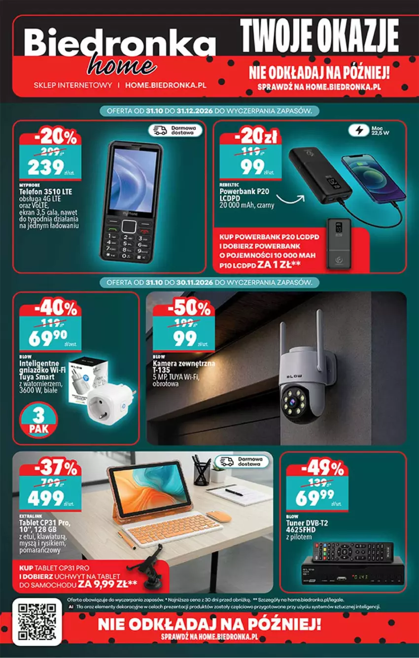 Gazetka promocyjna Biedronka - Okazje Tygodnia - ważna 31.10 do 14.11.2026 - strona 34 - produkty: Fa, Gin, Powerbank, Tablet, Telefon