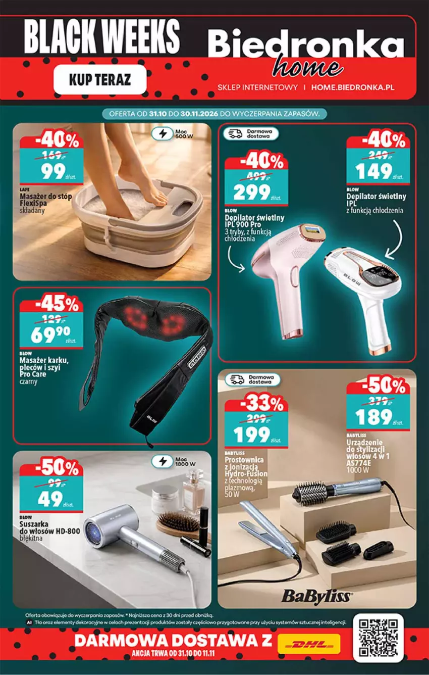 Gazetka promocyjna Biedronka - Okazje Tygodnia - ważna 31.10 do 14.11.2026 - strona 35 - produkty: Blag, Depilator, Depilator świetlny, Suszarka, Tera