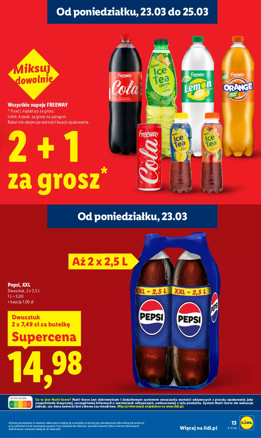 Gazetka promocyjna Lidl - Gazetka ważna od 23.03 do 25.03 - ważna 23.03 do 25.03.2026 - strona 13 - produkty: Napoje, Pepsi