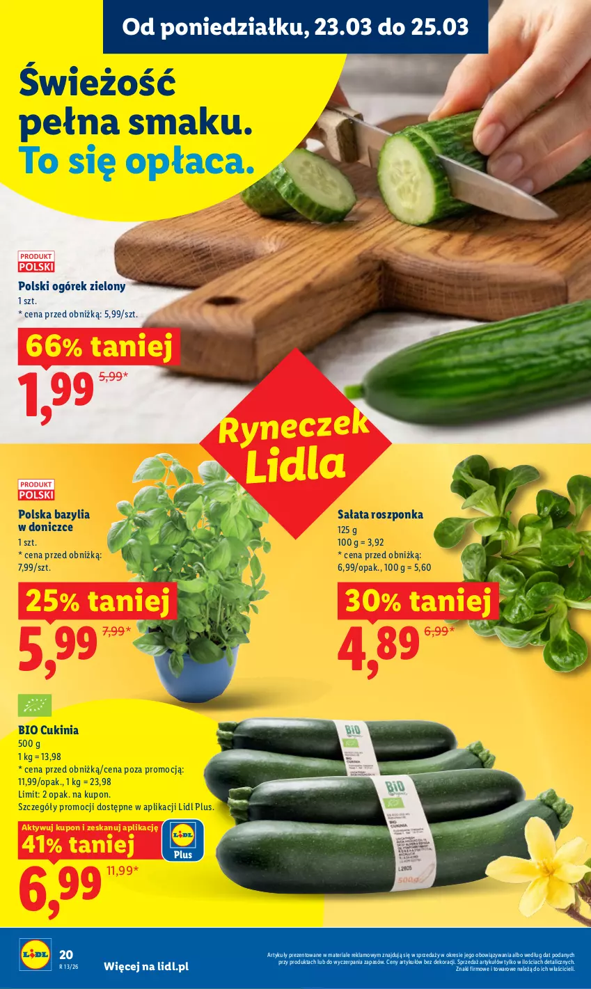 Gazetka promocyjna Lidl - Gazetka ważna od 23.03 do 25.03 - ważna 23.03 do 25.03.2026 - strona 20 - produkty: Bazyl, Bazylia, Ogórek, Roszponka, Sałat