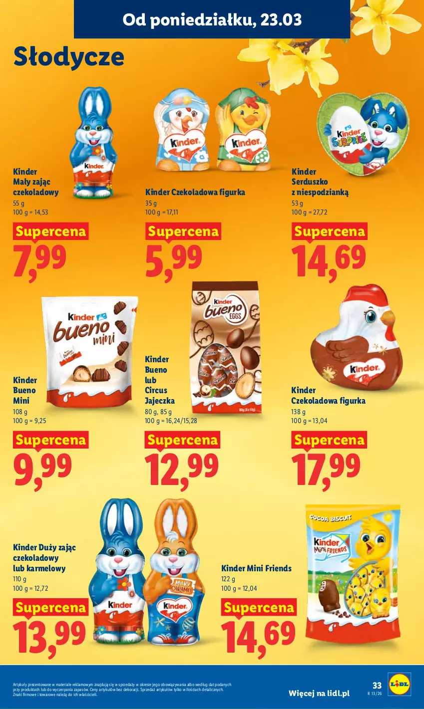 Gazetka promocyjna Lidl - Gazetka ważna od 23.03 do 25.03 - ważna 23.03 do 25.03.2026 - strona 33 - produkty: Kinder, Kinder Bueno, Ser