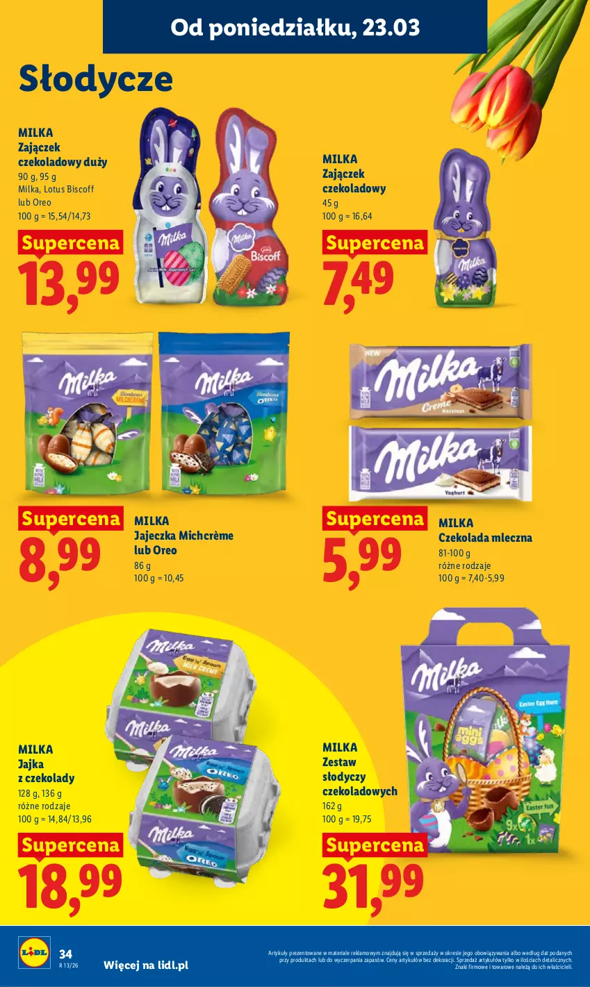 Gazetka promocyjna Lidl - Gazetka ważna od 23.03 do 25.03 - ważna 23.03 do 25.03.2026 - strona 34 - produkty: Czekolada, Czekolada mleczna, Milka, Oreo