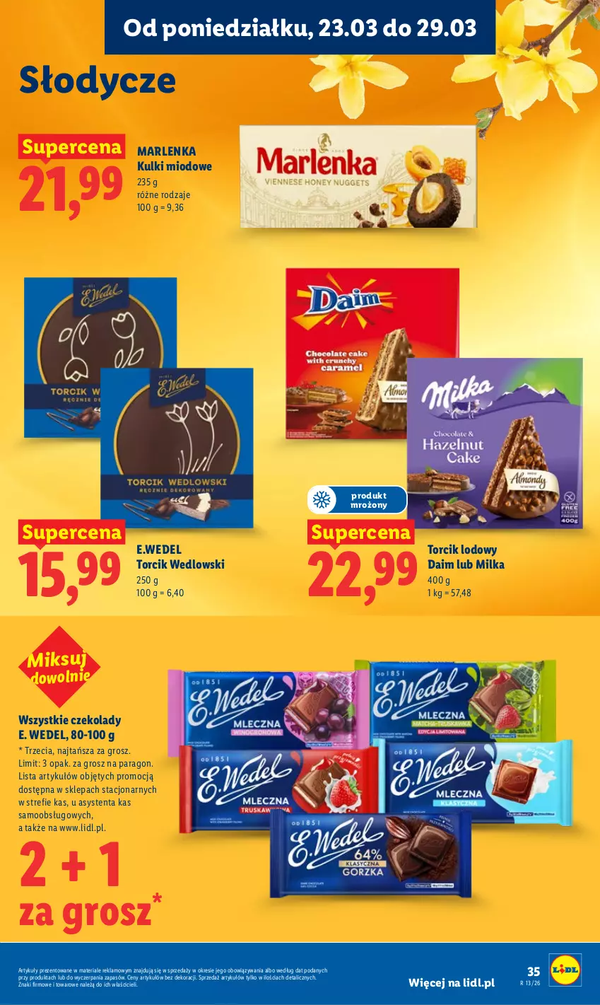 Gazetka promocyjna Lidl - Gazetka ważna od 23.03 do 25.03 - ważna 23.03 do 25.03.2026 - strona 35 - produkty: E. Wedel, Milka