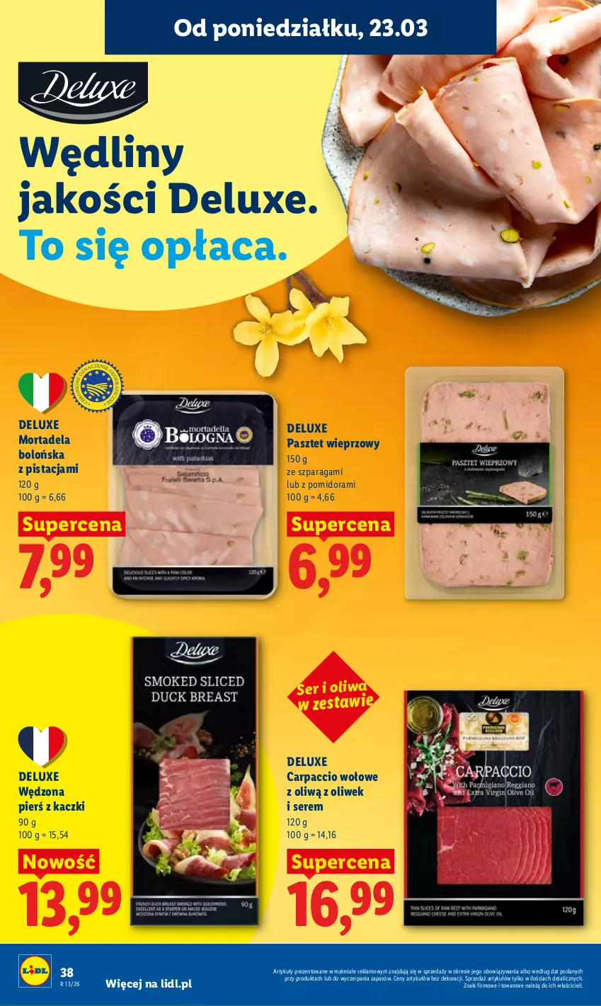 Gazetka promocyjna Lidl - Gazetka ważna od 23.03 do 25.03 - ważna 23.03 do 25.03.2026 - strona 38 - produkty: Carpaccio, Oliwa, Pasztet, Ser