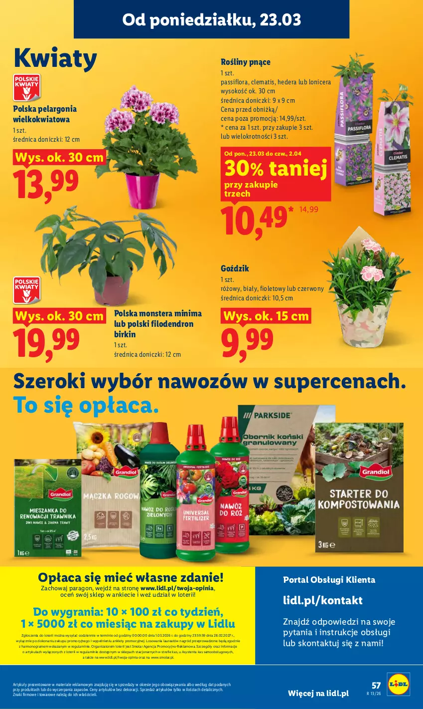Gazetka promocyjna Lidl - Gazetka ważna od 23.03 do 25.03 - ważna 23.03 do 25.03.2026 - strona 57 - produkty: Flora, Gra, Laur, Mola, Por, Portal, Sok, Tera