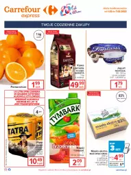Gazetka promocyjna Carrefour - Gazetka Express - Gazetka - ważna od 07.02 do 07.02.2022 - strona 2 - produkty: Piwa, Piwo, Tchibo, Gra, Kawa ziarnista, Jogurt, Kawa, Pomarańcze, Tatra, Siatka, Tchibo Barista, Tymbark, Fanta, Masło, Napój, Fa