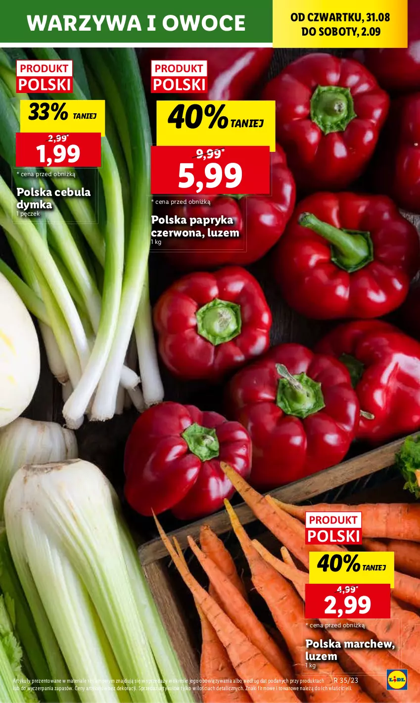 Gazetka promocyjna Lidl - GAZETKA - ważna 31.08 do 02.09.2023 - strona 25 - produkty: Cebula, Owoce, Papryka, Papryka czerwona, Warzywa, Warzywa i owoce