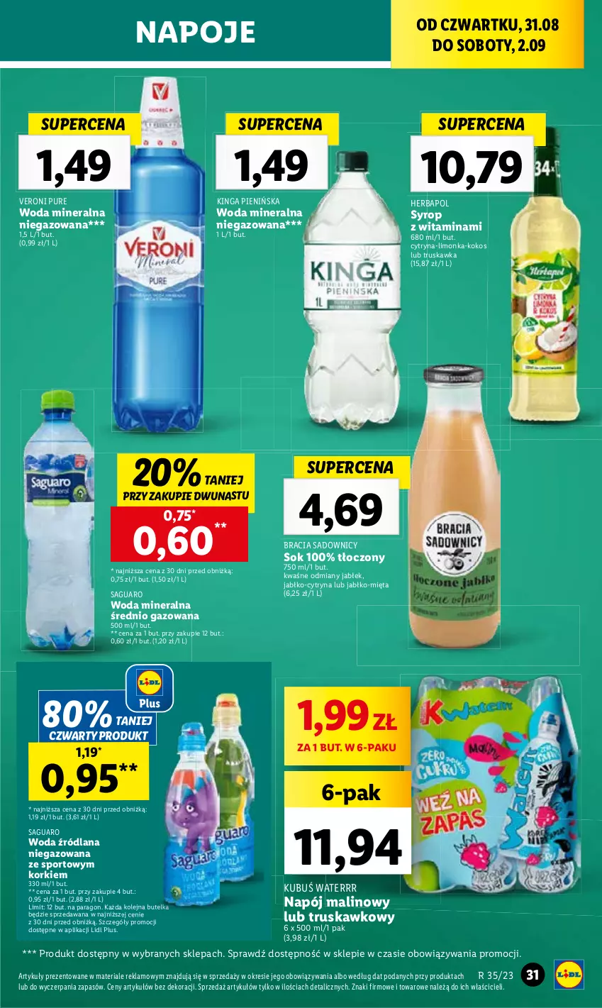 Gazetka promocyjna Lidl - GAZETKA - ważna 31.08 do 02.09.2023 - strona 45 - produkty: Herbapol, Napoje, Por, Pur, Sport, Syrop, Woda, Woda mineralna