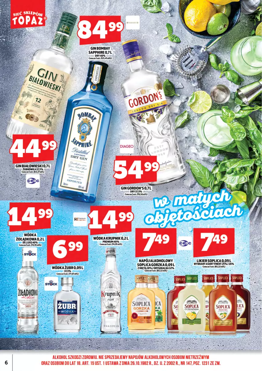 Gazetka promocyjna Topaz - Gazetka - ważna 16.02 do 26.02.2026 - strona 8 - produkty: Gin, Gordon's, Krupnik, Napój, Soplica, Wódka
