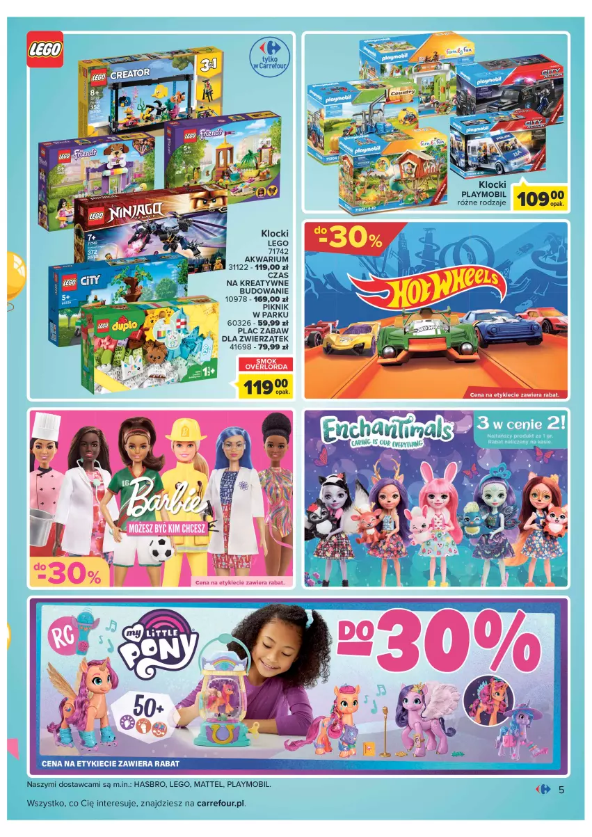 Gazetka promocyjna Carrefour - Gazetka Dzień Dziecka - ważna 16.05 do 01.06.2022 - strona 5 - produkty: Akwarium, Hasbro, Klocki, LEGO, Mattel, Mobil, Playmobil