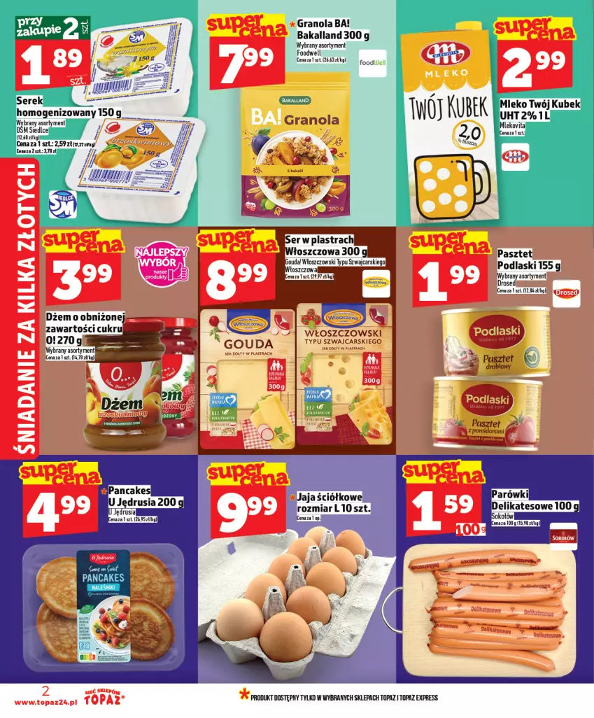 Gazetka promocyjna Topaz - Gazetka - ważna 22.01 do 28.01.2026 - strona 2 - produkty: Ba!, Bakalland, Cars, Dżem, Gra, Granola, Pasztet, Podlaski, Ser, Serek, Serek homogenizowany, Top