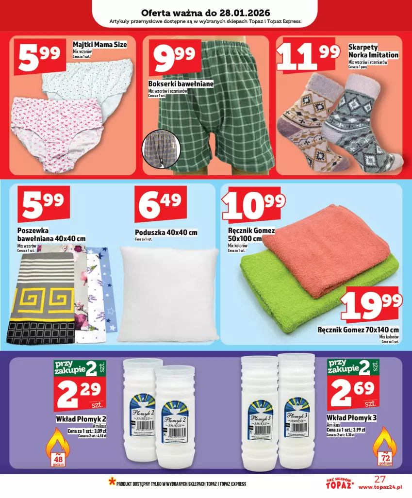 Gazetka promocyjna Topaz - Gazetka - ważna 22.01 do 28.01.2026 - strona 27 - produkty: Karp, Majtki, Orka, Poduszka, Poszewka, Ręcznik, Top