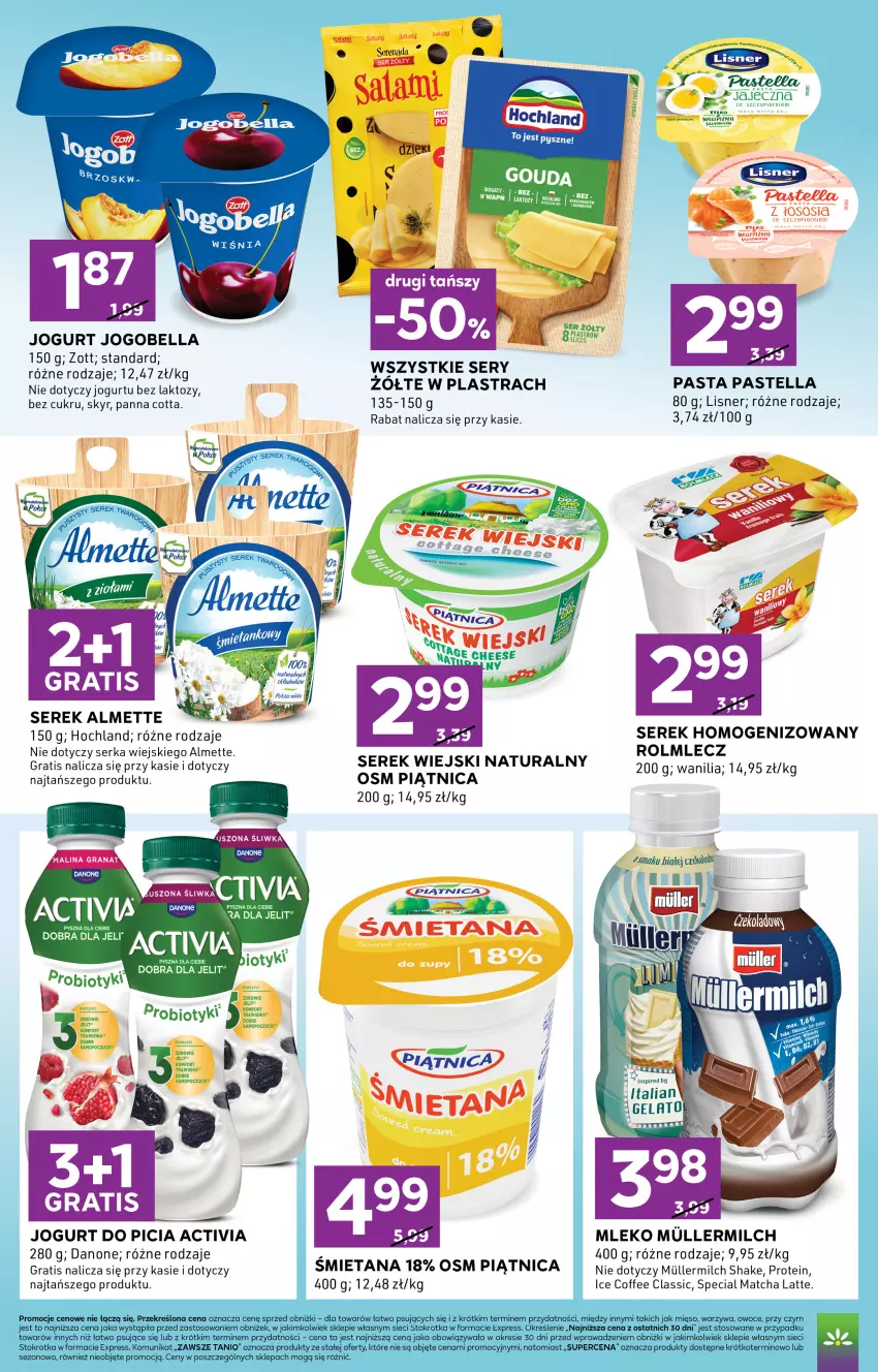 Gazetka promocyjna Stokrotka - Stokrotka Express - ważna 10.09 do 16.09.2026 - strona 4 - produkty: Activia, Almette, Bell, Bella, Danone, Fa, Gra, Hochland, Jogobella, Jogurt, LG, Lisner, Mięso, Mleko, Owoce, Pastella, Piątnica, Rolmlecz, Ser, Serek, Serek homogenizowany, Serek wiejski, Taft, Warzywa, Zott