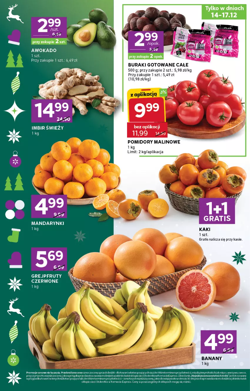 Gazetka promocyjna Stokrotka - Supermarket - ważna 11.12 do 17.12.2025 - strona 2 - produkty: Banany, Buraki, Gra, Grejpfrut, Imbir, Kaki, Mandarynki, Mięso, Owoce, Pomidory