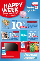 Gazetka promocyjna Auchan - Skarbonka #42 - Gazetka - ważna od 03.11 do 03.11.2021 - strona 1 - produkty: LED TV, Coca-Cola, Procesor, Fanta, Sprite, Napój, LG, Fa