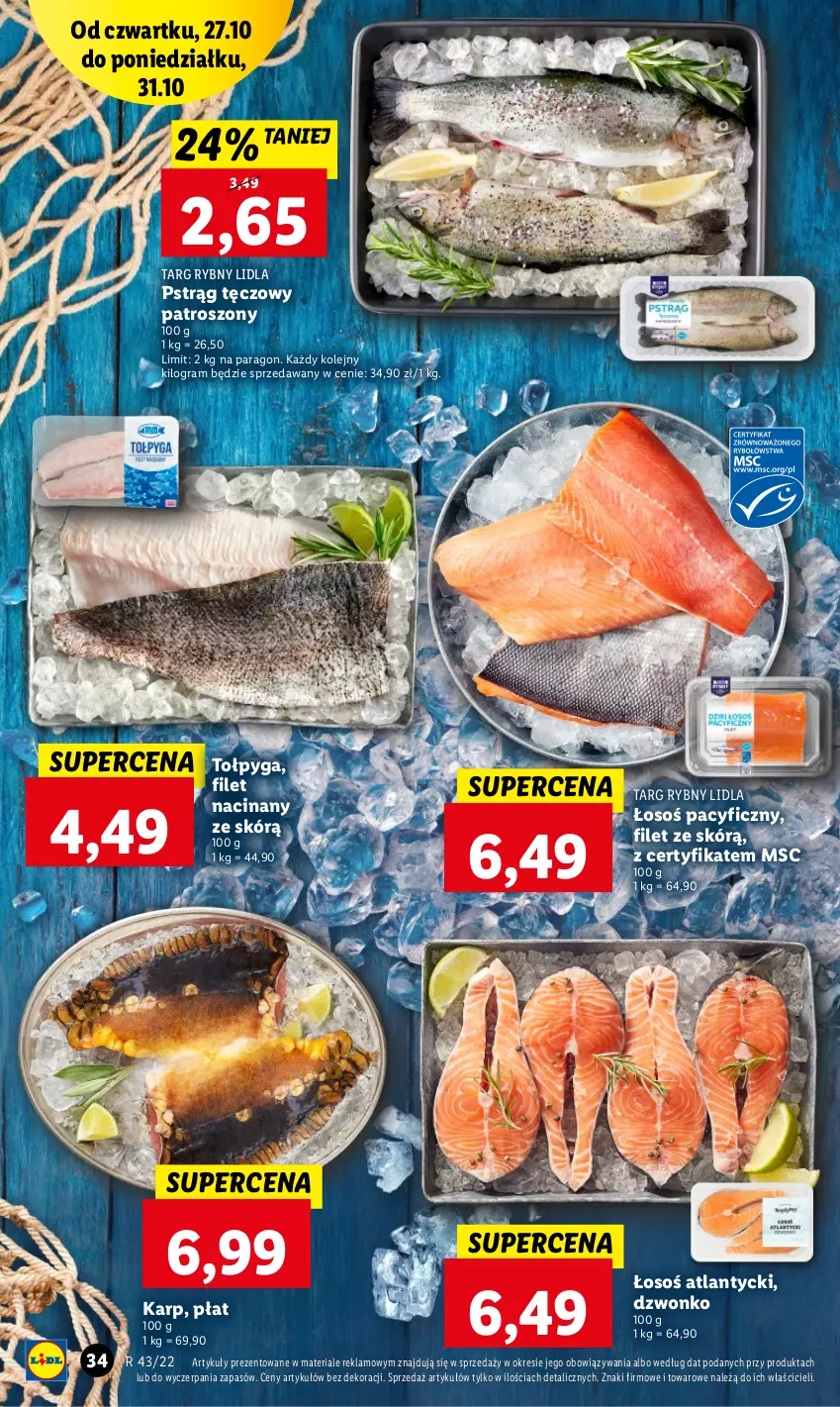 Gazetka promocyjna Lidl - GAZETKA - ważna 27.10 do 31.10.2022 - strona 44 - produkty: Gra, Karp, Olej, Pstrąg, Pstrąg tęczowy, Tołpyga