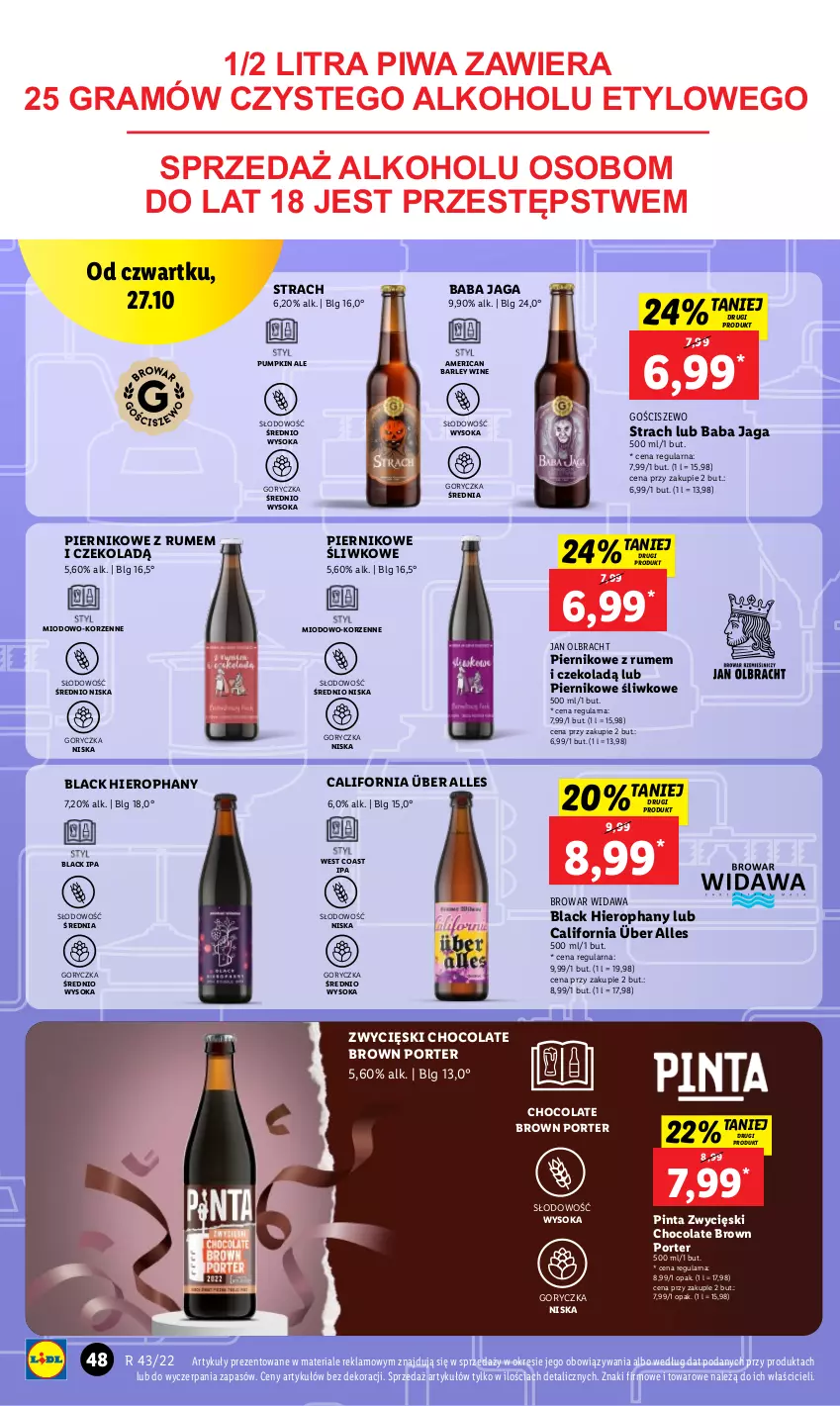 Gazetka promocyjna Lidl - GAZETKA - ważna 27.10 do 31.10.2022 - strona 58 - produkty: Gra, Lack, LG, Piernik, Piwa, Por, Rum, Sok