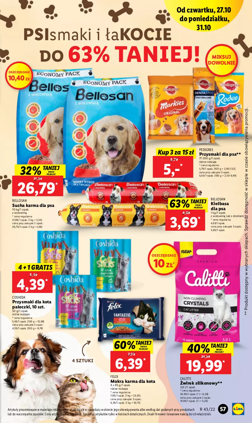 Gazetka promocyjna Lidl - GAZETKA - ważna 27.10 do 31.10.2022 - strona 67 - produkty: Bell, Felix, Gra, Kiełbasa, Koc, Mokra karma, Pedigree, Przysmaki, Sucha karma