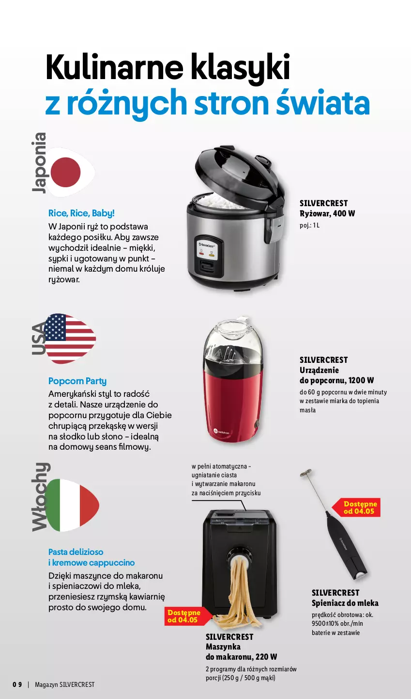Gazetka promocyjna Lidl - Silvercrest - ważna 29.03 do 09.05.2026 - strona 9 - produkty: Cappuccino, Gra, Makaron, Maszynka, Miarka, Nuty, Popcorn, Por, Ryż, Silvercrest, Szynka, Top