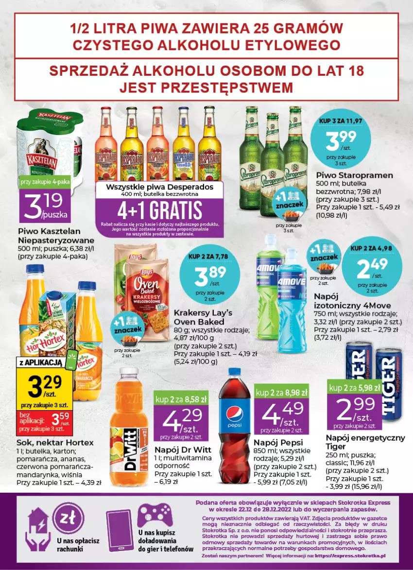 Gazetka promocyjna Stokrotka - Stokrotka Express - ważna 22.12 do 28.12.2022 - strona 4 - produkty: Ananas, Desperados, Gra, Hortex, Krakersy, Napój, Nektar, Pepsi, Piwa, Piwo, Por, Sok, Telefon