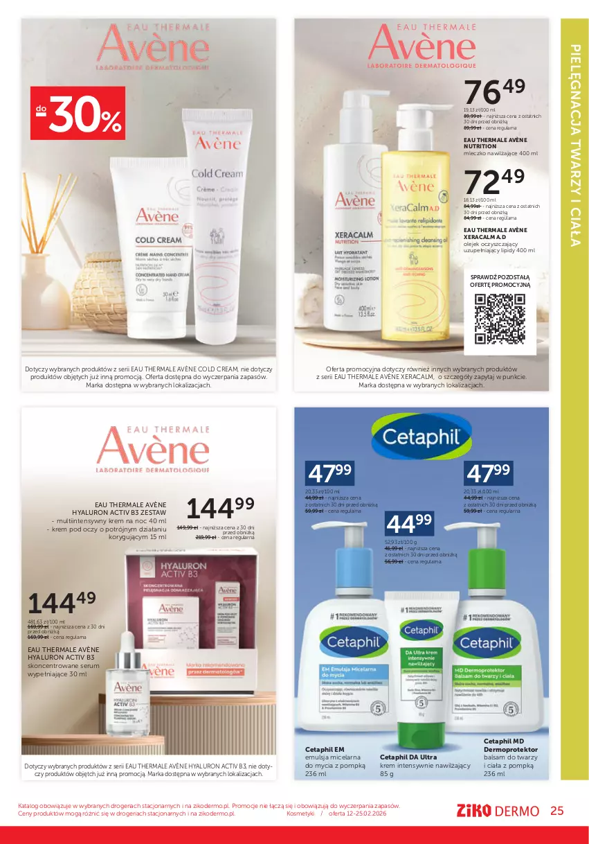 Gazetka promocyjna Ziko - Gazetka Ziko Dermo - ważna 12.02 do 25.02.2026 - strona 25 - produkty: Avène, Cetaphil, Cold Cream, Emulsja, Krem na noc, Krem pod oczy, Mleczko, Mop, Olej, Rum, Ser, Serum, XeraCalm