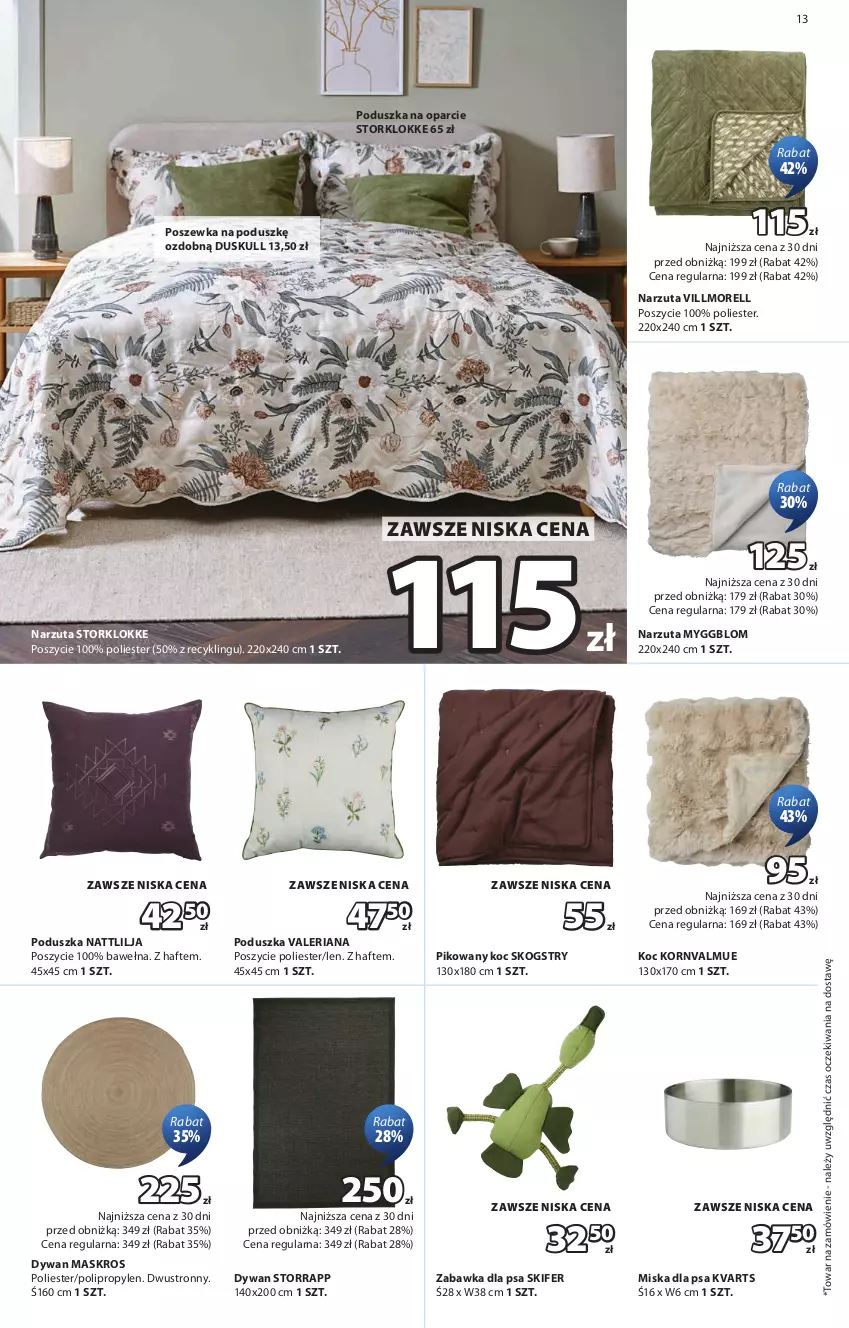 Gazetka promocyjna Jysk - Oferta tygodnia - ważna 07.10 do 25.10.2026 - strona 14 - produkty: Dywan, Koc, Miska, Narzuta, Poduszka, Poszewka, Wełna, Zabawka