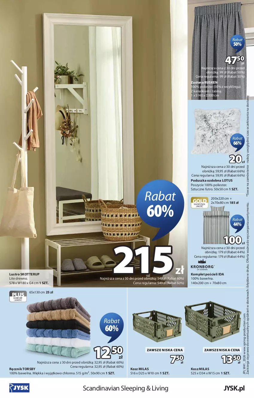 Gazetka promocyjna Jysk - Oferta tygodnia - ważna 07.10 do 25.10.2026 - strona 17 - produkty: Komplet pościeli, Kosz, Lustro, Poduszka, Pościel, Ręcznik, Wełna, Zasłona