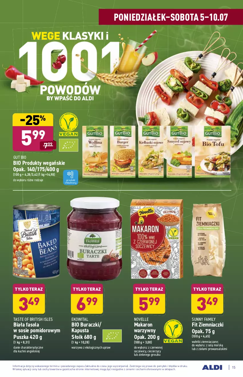 Gazetka promocyjna Aldi - ważna 05.07 do 10.07.2021 - strona 15 - produkty: Brit, Buraczki, Fa, Fasola, Makaron, Sos, Tera, Warzywa