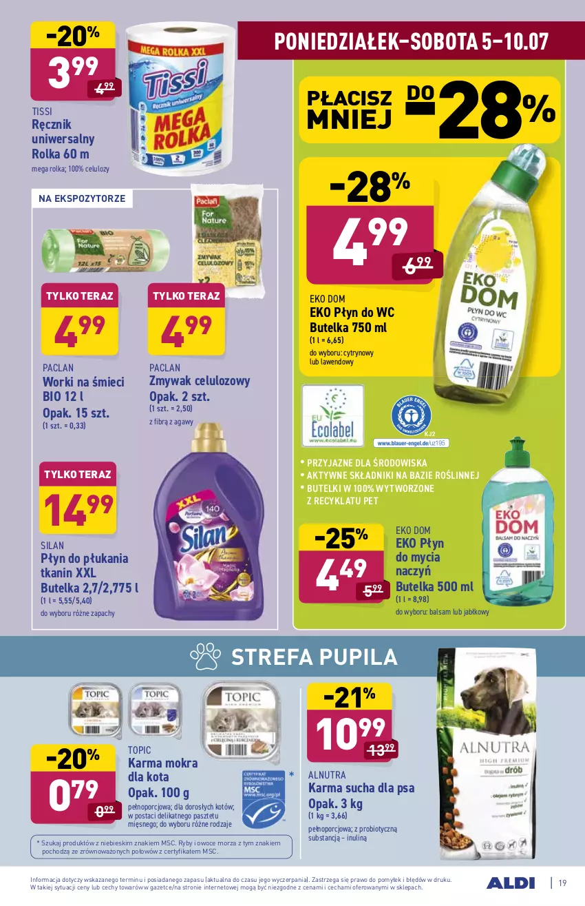 Gazetka promocyjna Aldi - ważna 05.07 do 10.07.2021 - strona 19 - produkty: Do mycia naczyń, Fa, Owoce, Owoce morza, Pasztet, Płyn do mycia, Płyn do mycia naczyń, Płyn do płukania, Płyn do wc, Por, Ręcznik, Ryby i owoce morza, Silan, Tera, Top, Worki na śmiec, Worki na śmieci