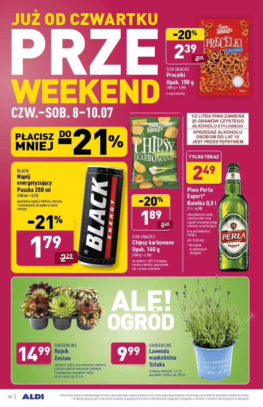 Gazetka promocyjna Aldi - ważna 05.07 do 10.07.2021 - strona 24 - produkty: Chipsy, Gra, Lack, Napój, Perła, Piwa, Piwo, Por, Precelki, Ser, Sok, Tera