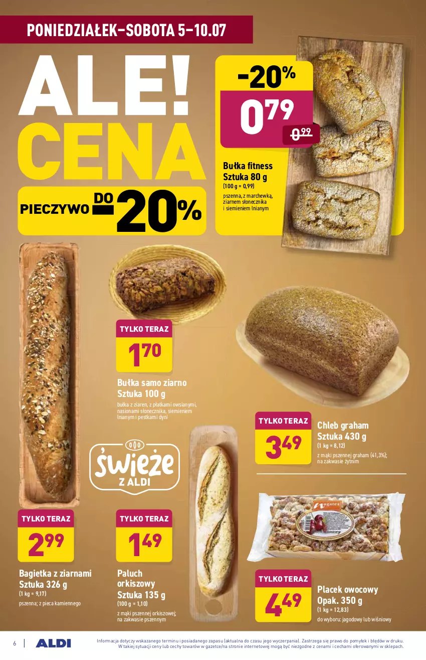 Gazetka promocyjna Aldi - ważna 05.07 do 10.07.2021 - strona 6 - produkty: Bagietka, Bułka, Bułka fitness, Chleb, Gra, Piec, Pieczywo, Tera