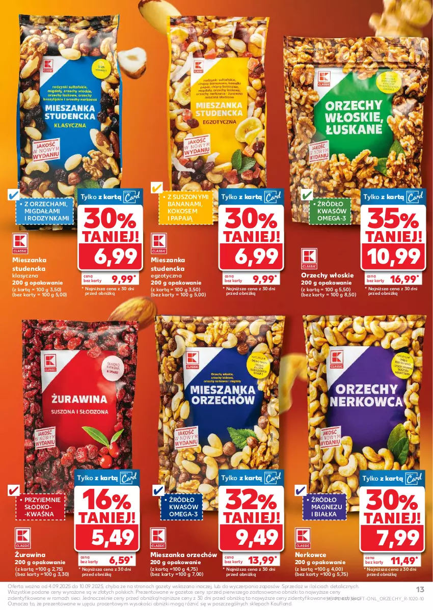 Gazetka promocyjna Kaufland - Gazetka tygodnia - ważna 04.09 do 10.09.2025 - strona 13 - produkty: Kokos, Magnez, Mieszanka studencka, Omega-3, Orzechy włoskie, Rama, Sok