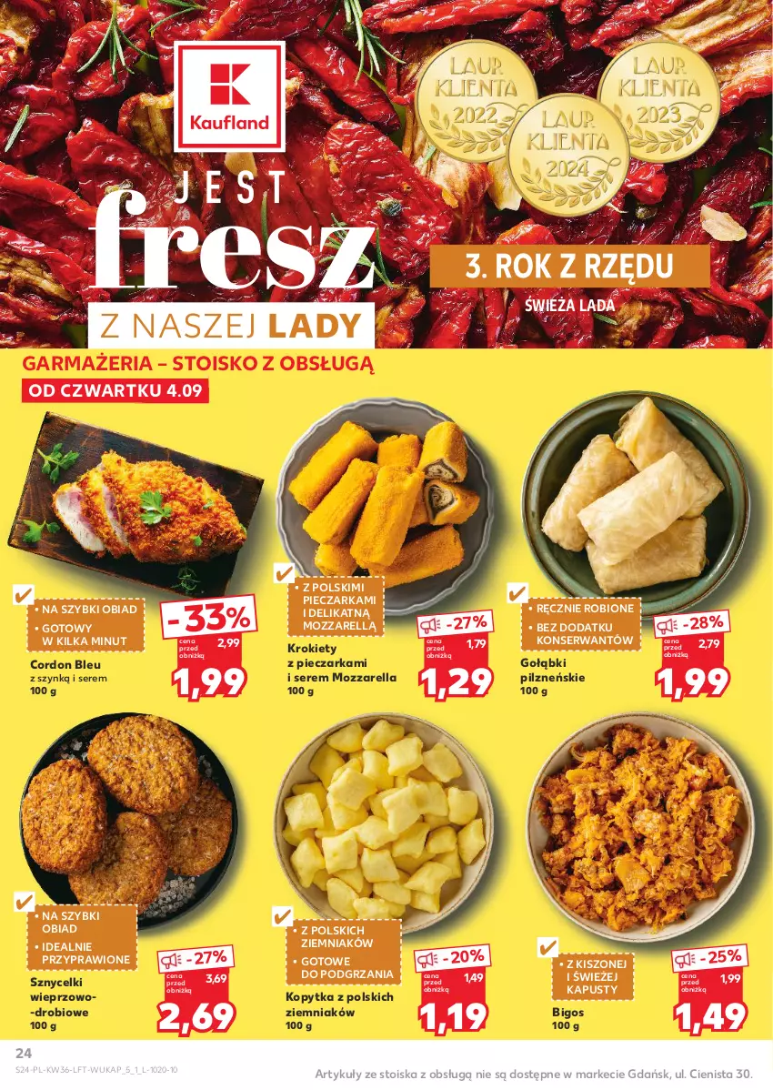 Gazetka promocyjna Kaufland - Gazetka tygodnia - ważna 04.09 do 10.09.2025 - strona 24 - produkty: Bigos, Cordon Bleu, Kopytka, Krokiety, Mozzarella, Piec, Pieczarka, Ser