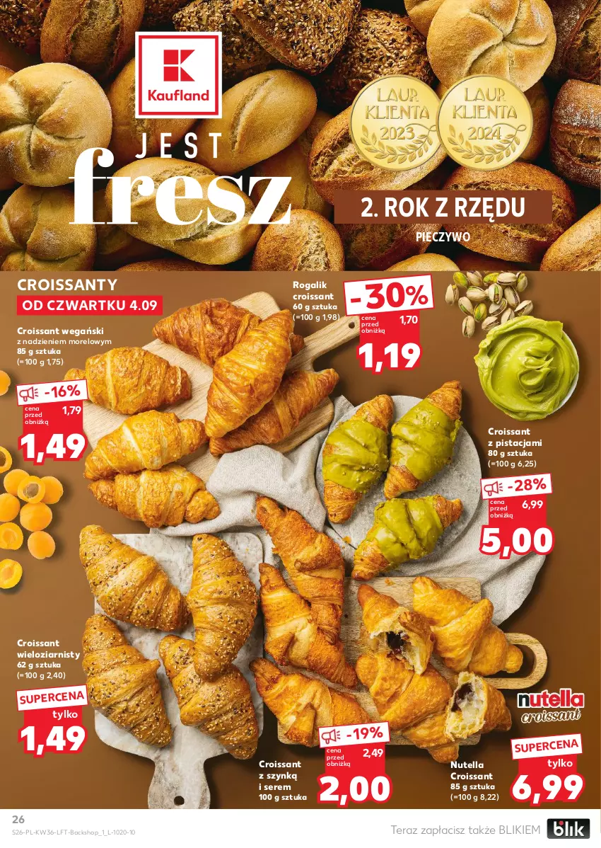 Gazetka promocyjna Kaufland - Gazetka tygodnia - ważna 04.09 do 10.09.2025 - strona 26 - produkty: Croissant, Nutella, Piec, Pieczywo, Rogal, Ser, Tera