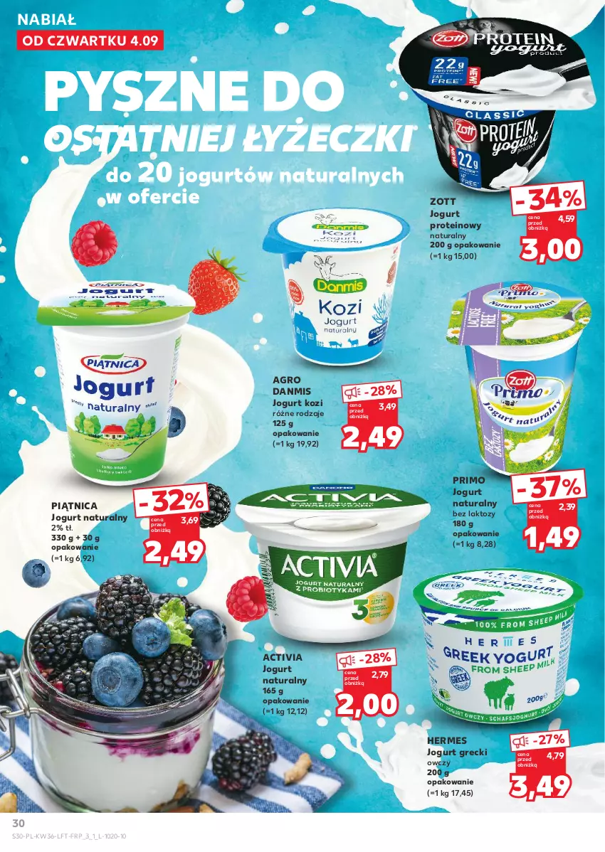 Gazetka promocyjna Kaufland - Gazetka tygodnia - ważna 04.09 do 10.09.2025 - strona 30 - produkty: Activia, Jogurt, Jogurt naturalny, Piątnica, Zott