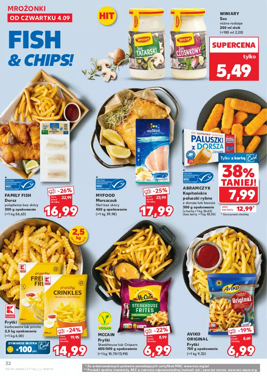 Gazetka promocyjna Kaufland - Gazetka tygodnia - ważna 04.09 do 10.09.2025 - strona 32 - produkty: Dorsz, Fa, Frytki, Gin, McCain, Paluszki rybne, Polędwica, Sos, Winiary