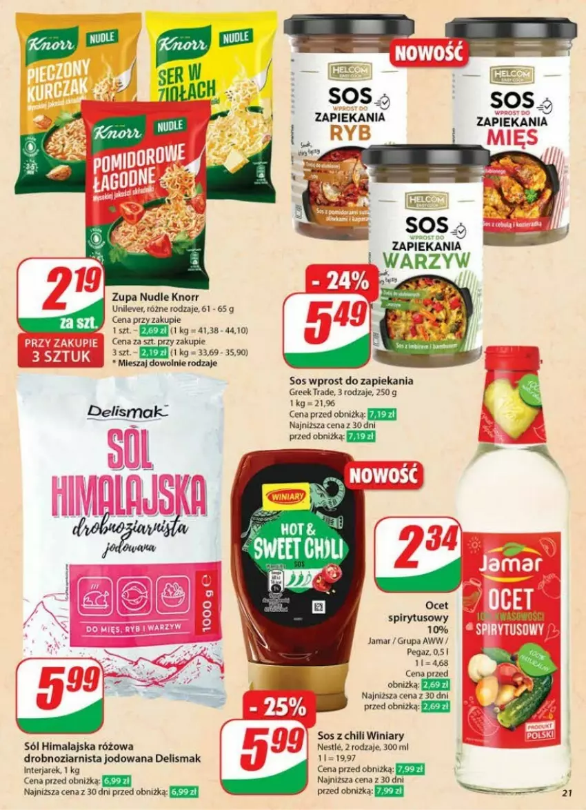 Gazetka promocyjna Dino - ważna 22.01 do 28.01.2025 - strona 14 - produkty: Fa, Knorr, Ocet, Sól, Sól himalajska, Sos, Winiary, Zupa